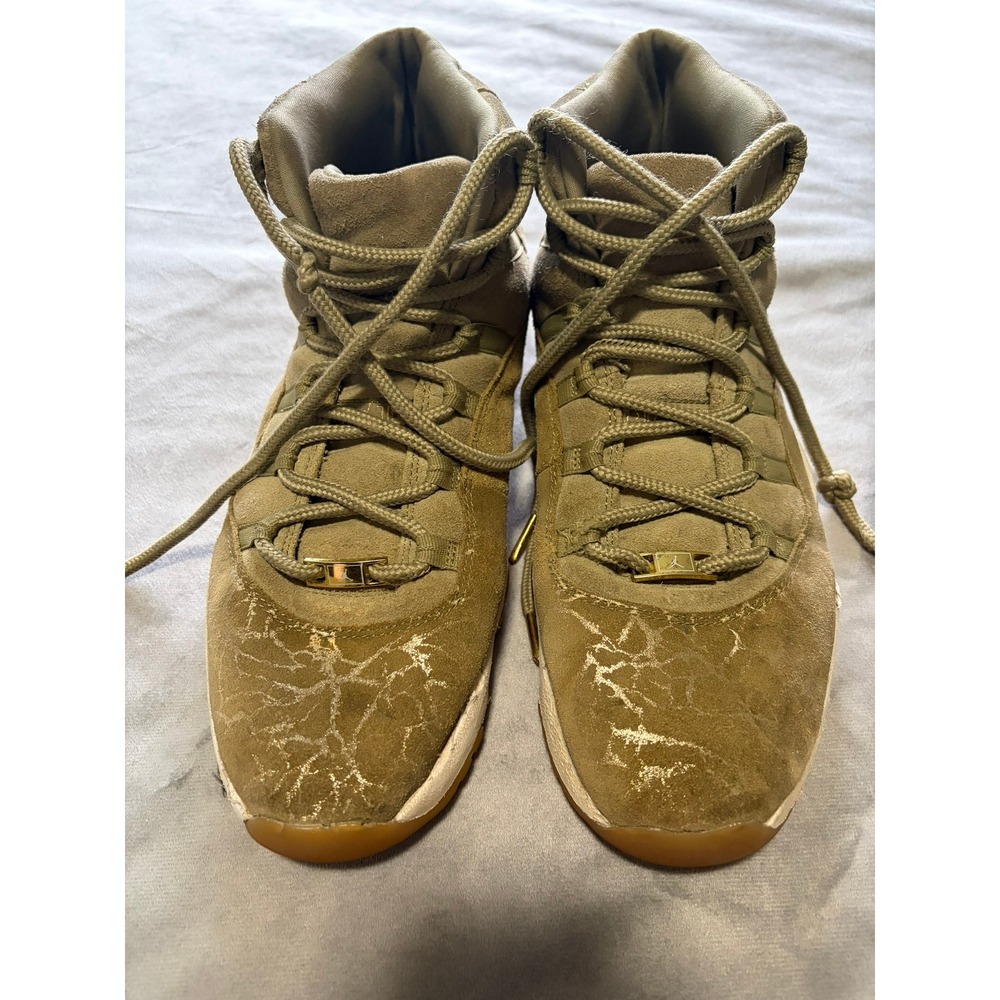 Air Jordan 11 Retro Neutral Olive Metallic Gold Suede AR0715-200 Mens Sneaker